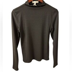 NWT FRAME Black Shimmer Long Sleeve Mock Neck Top